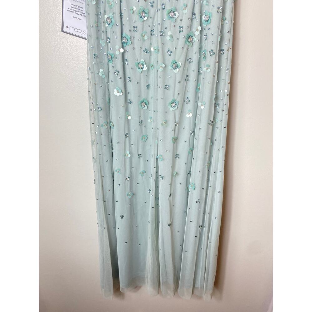 Adrianna Papell Dress 10 Green Sequin Beaded Wedding Guest Mother of the Bride - Picture 12 of 15